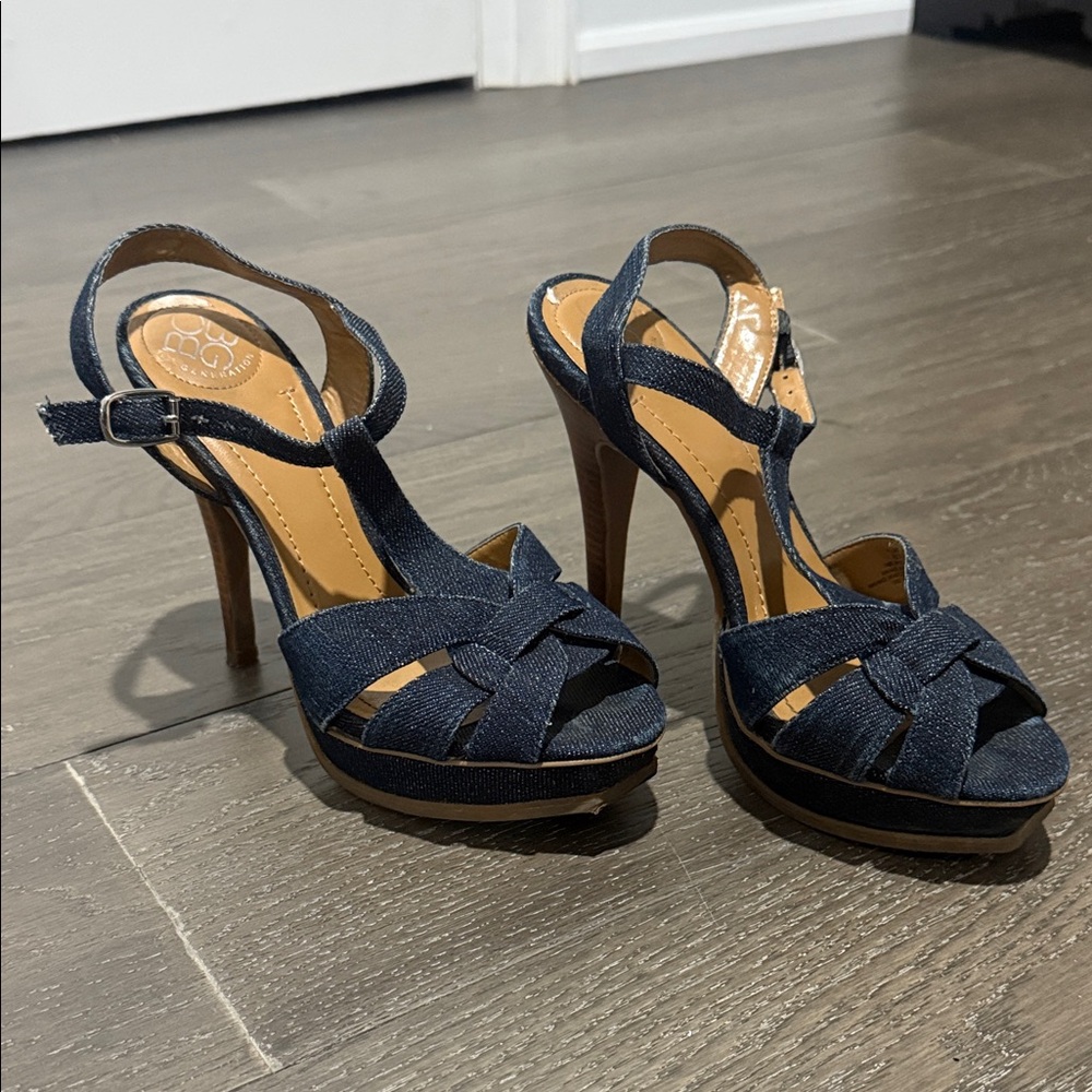 BCBGeneration Denim Strappy Heels
